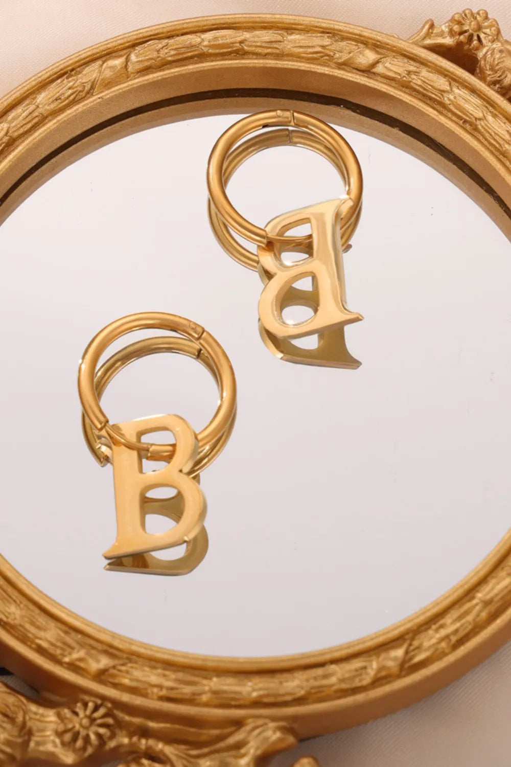 Fashorio Titanium Steel Letter Hoop Earrings