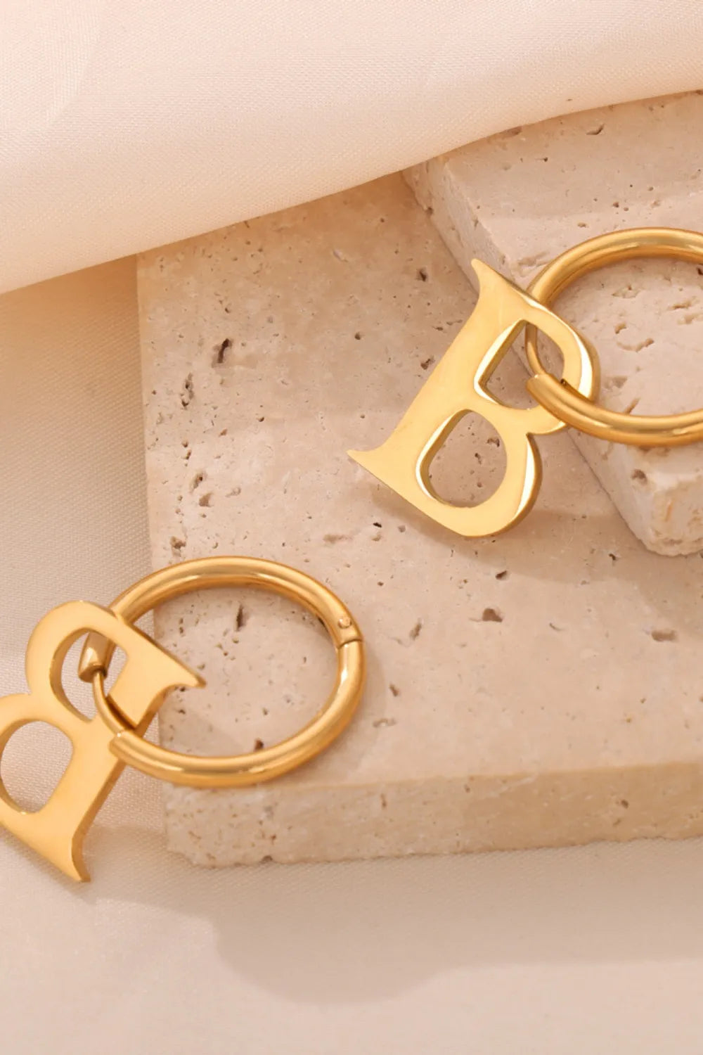 Fashorio Titanium Steel Letter Hoop Earrings