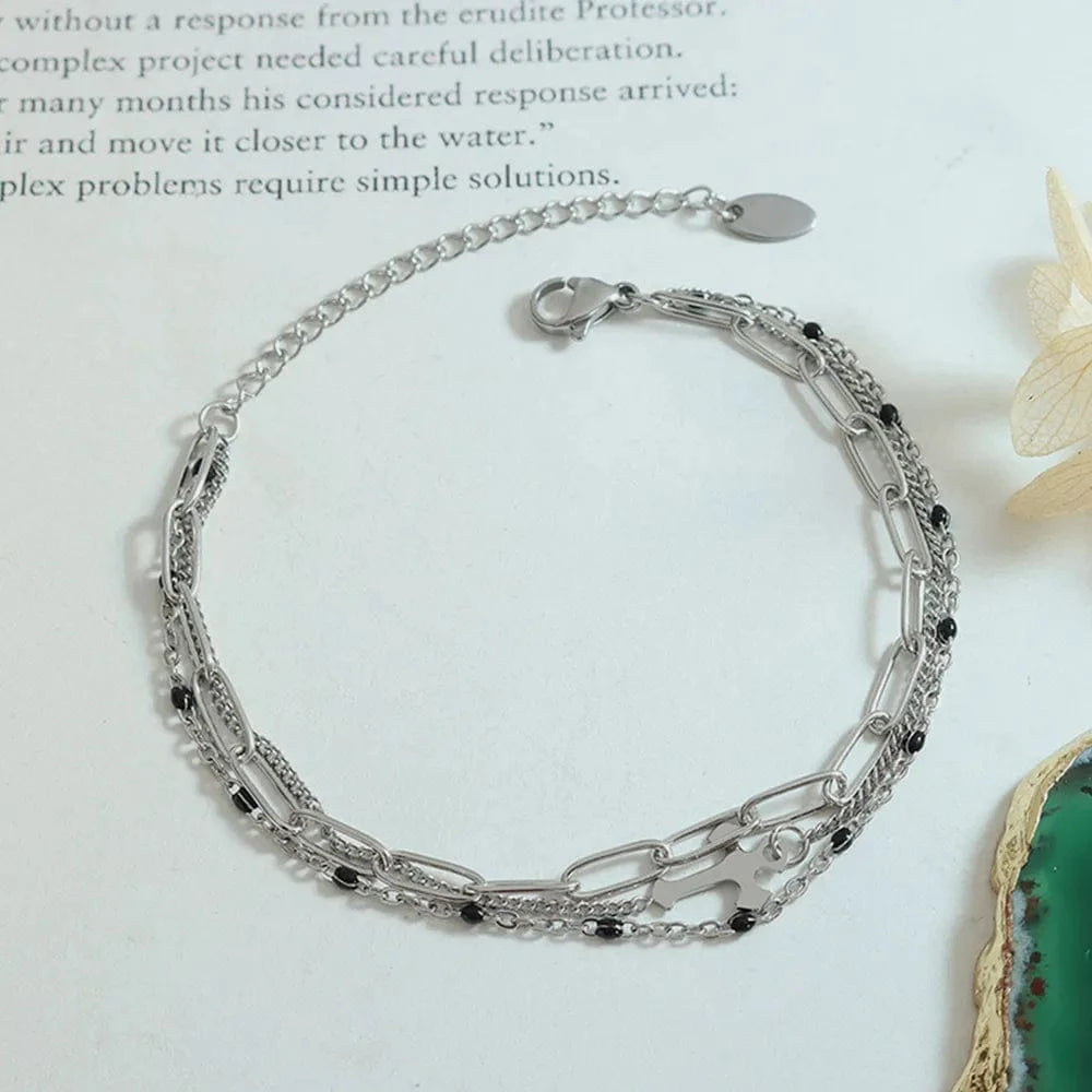Titanium Steel Three-Layered Bracelet - Fashorio