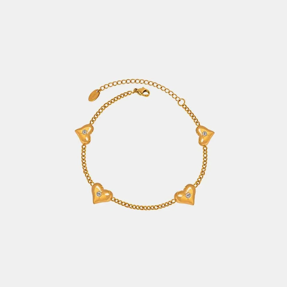 Titanium Steel Zircon Heart Bracelet - Fashorio