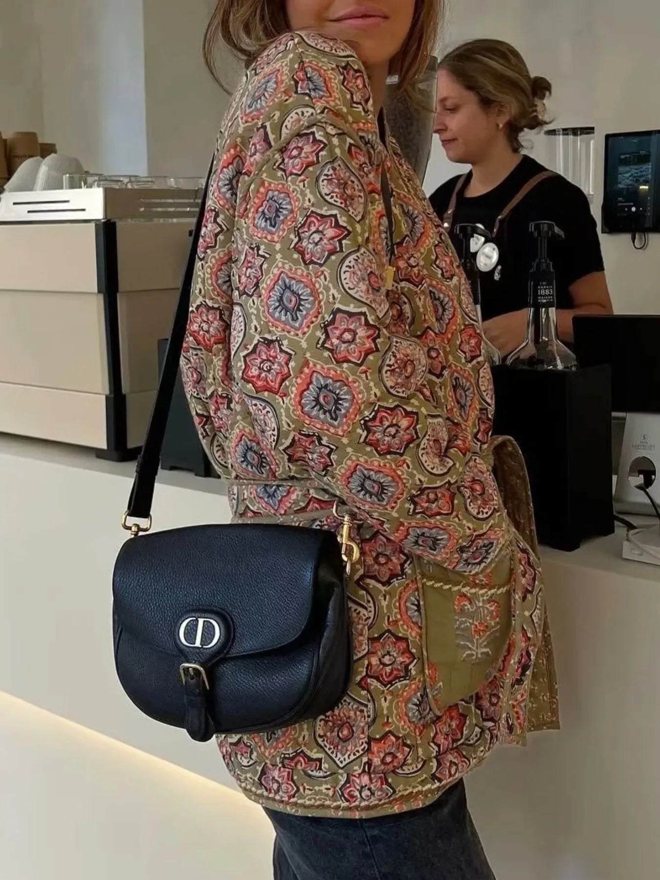 Fashorio Trench Coats Belted Open Front Floral Winter Coat