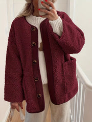 Fashorio Trench Coats Burgundy / S Sherpa Button-Up Outerwear