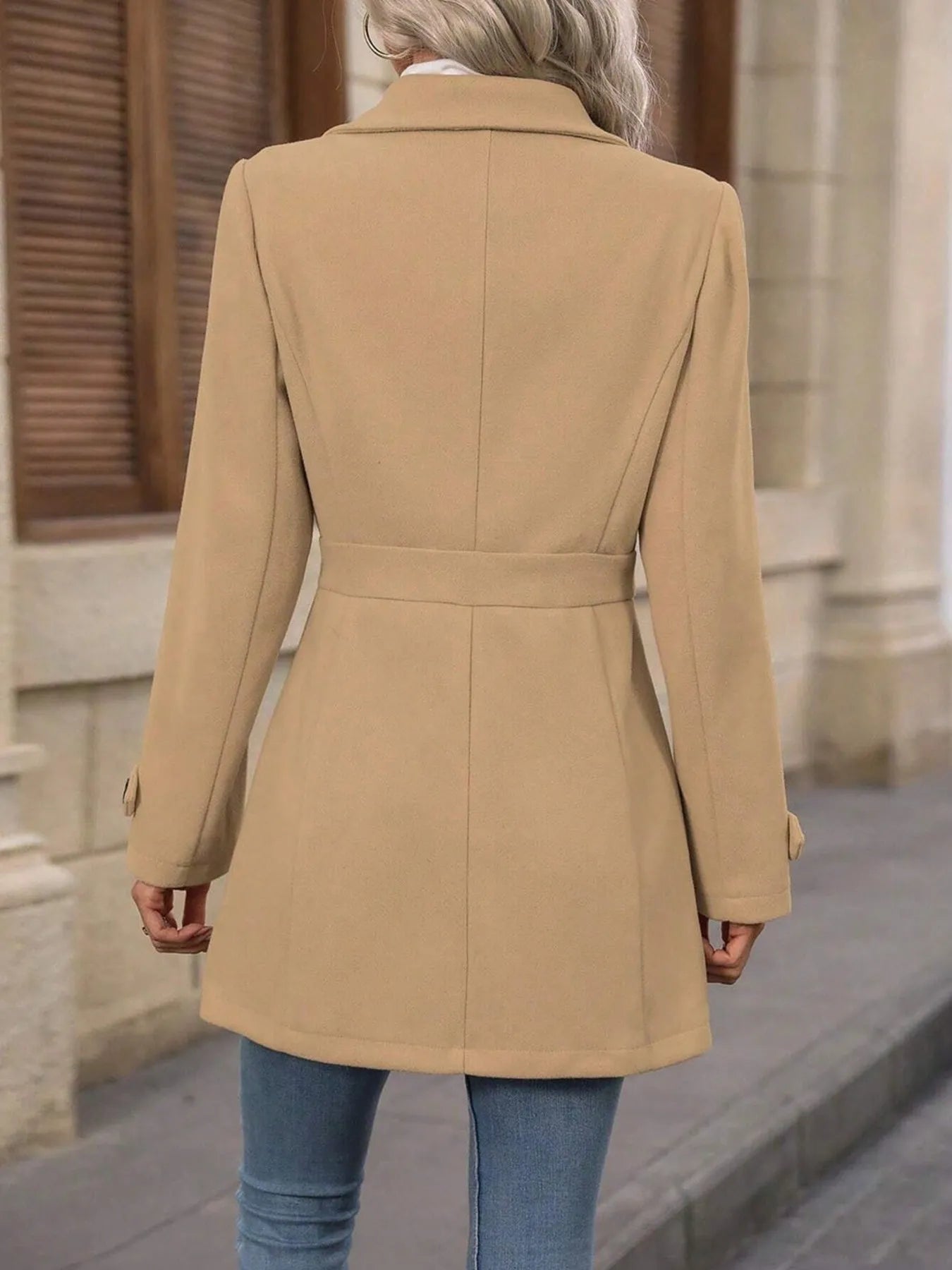 Fashorio Trench Coats Button Up Long Sleeve Coat