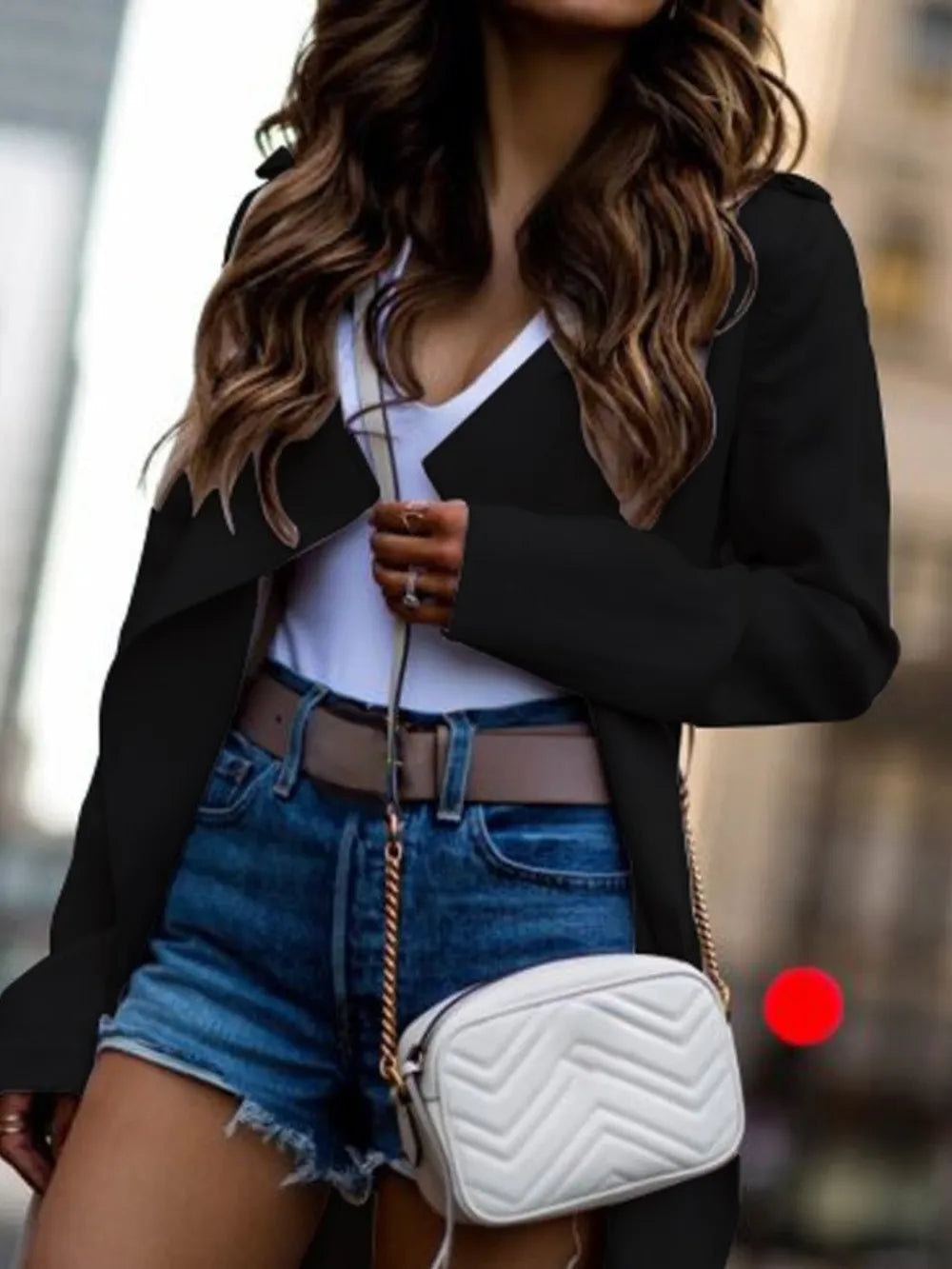 Fashorio Trench Coats Collared Neck Long Sleeve Trench Coat