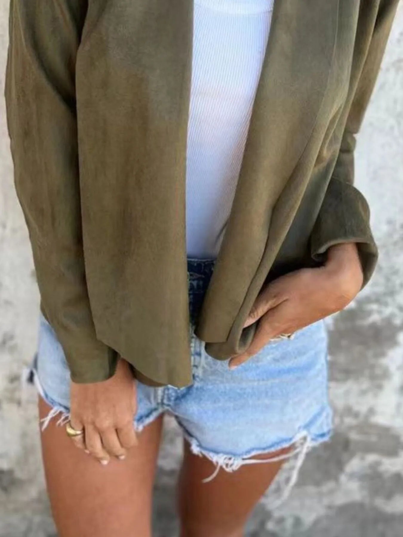 Fashorio Trench Coats Full Size Open Front Casual Cardigan Plus Size