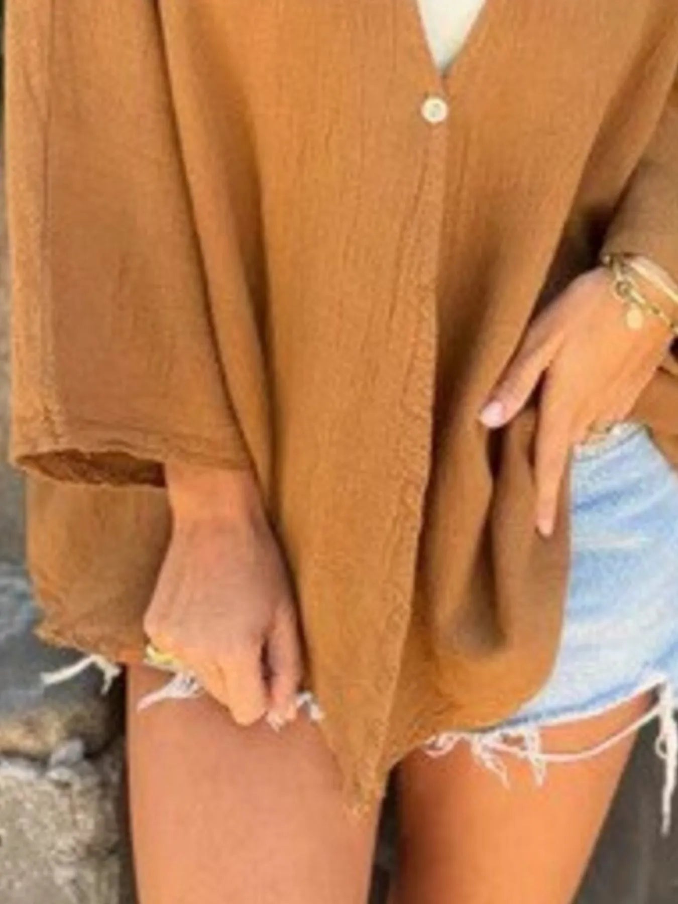 Fashorio Trench Coats Full Size Oversized Button-Up Cardigan Plus Size