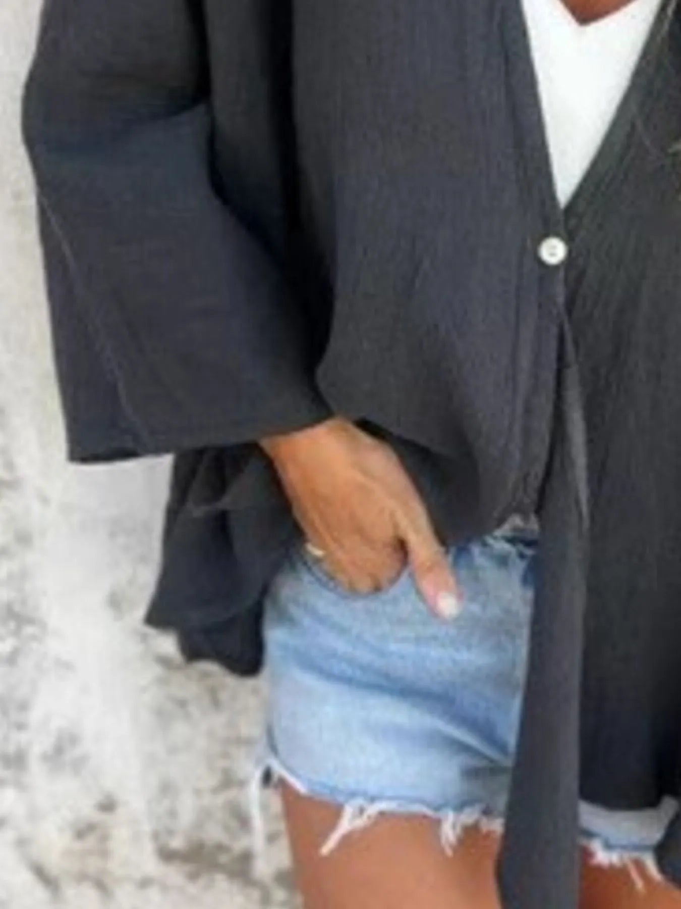 Fashorio Trench Coats Full Size Oversized Button-Up Cardigan Plus Size