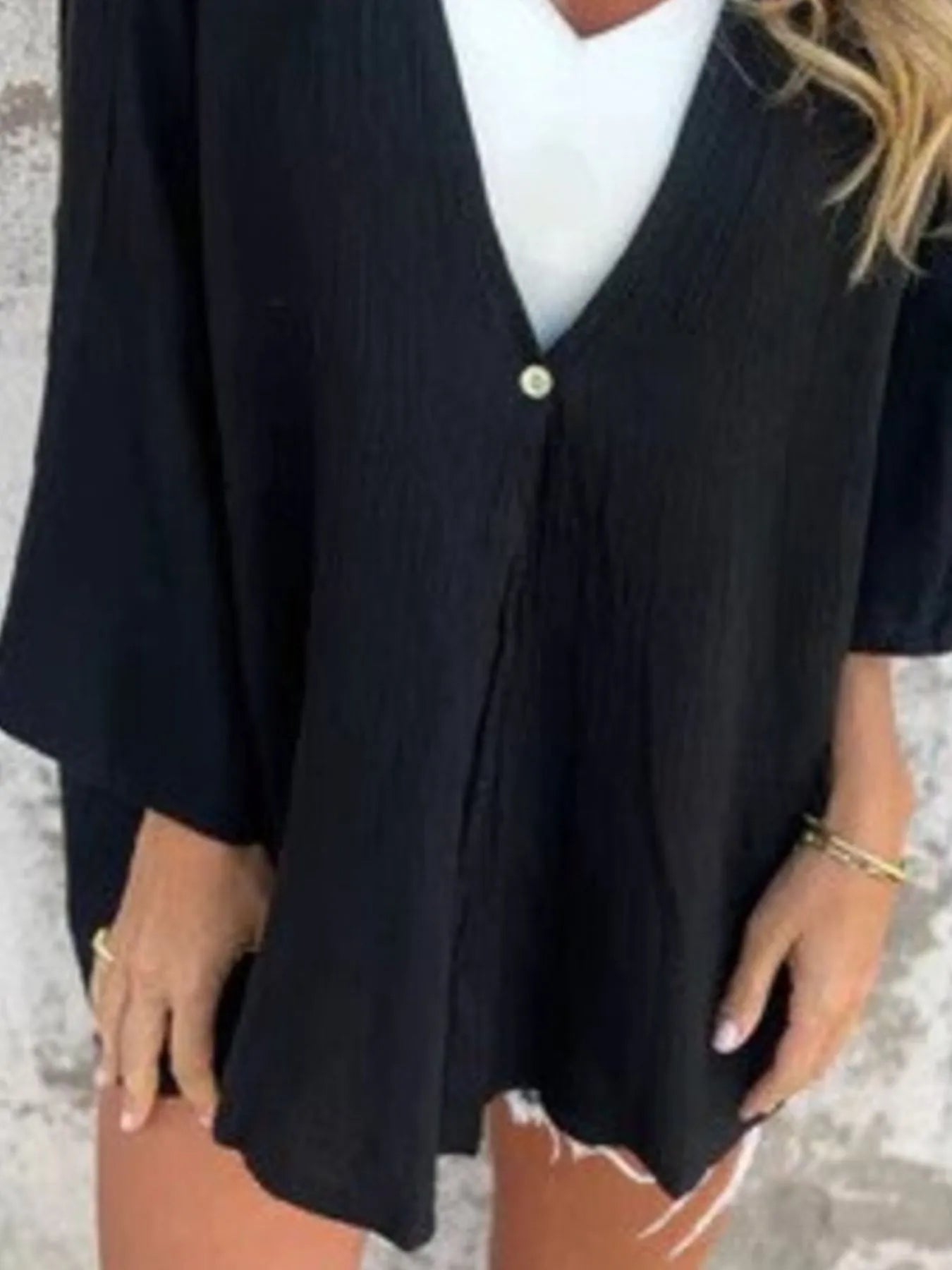 Fashorio Trench Coats Full Size Oversized Button-Up Cardigan Plus Size