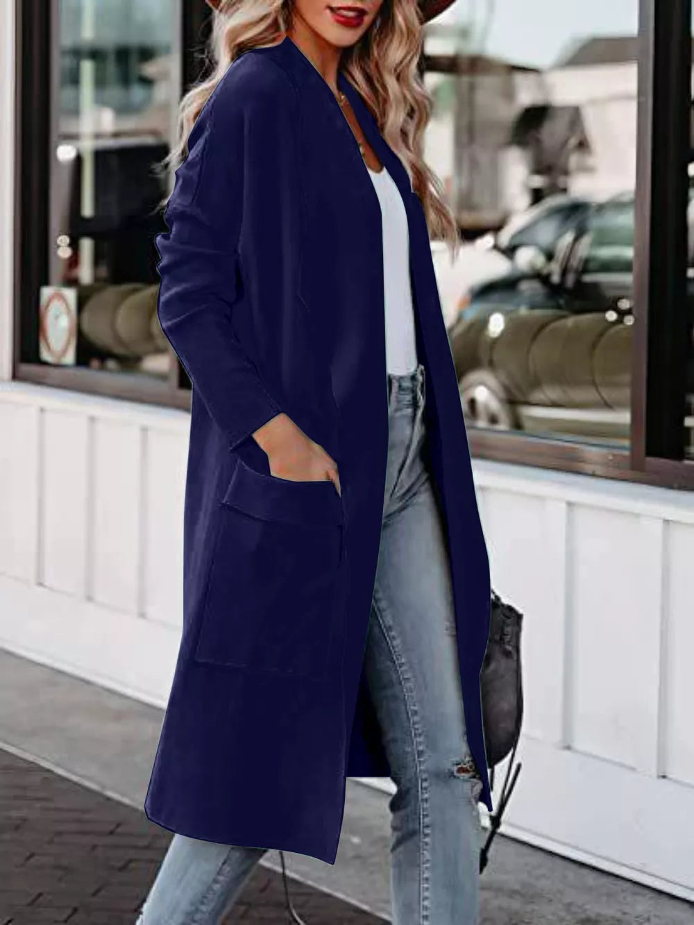 Fashorio Trench Coats Open Front Dropped Shoulder Outerwear