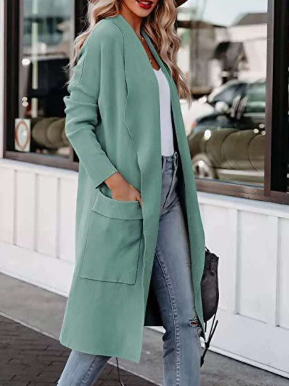 Fashorio Trench Coats Open Front Dropped Shoulder Outerwear