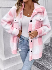 Fashorio Trench Coats Pink / S Plaid Fleece Button-Up Outerwear
