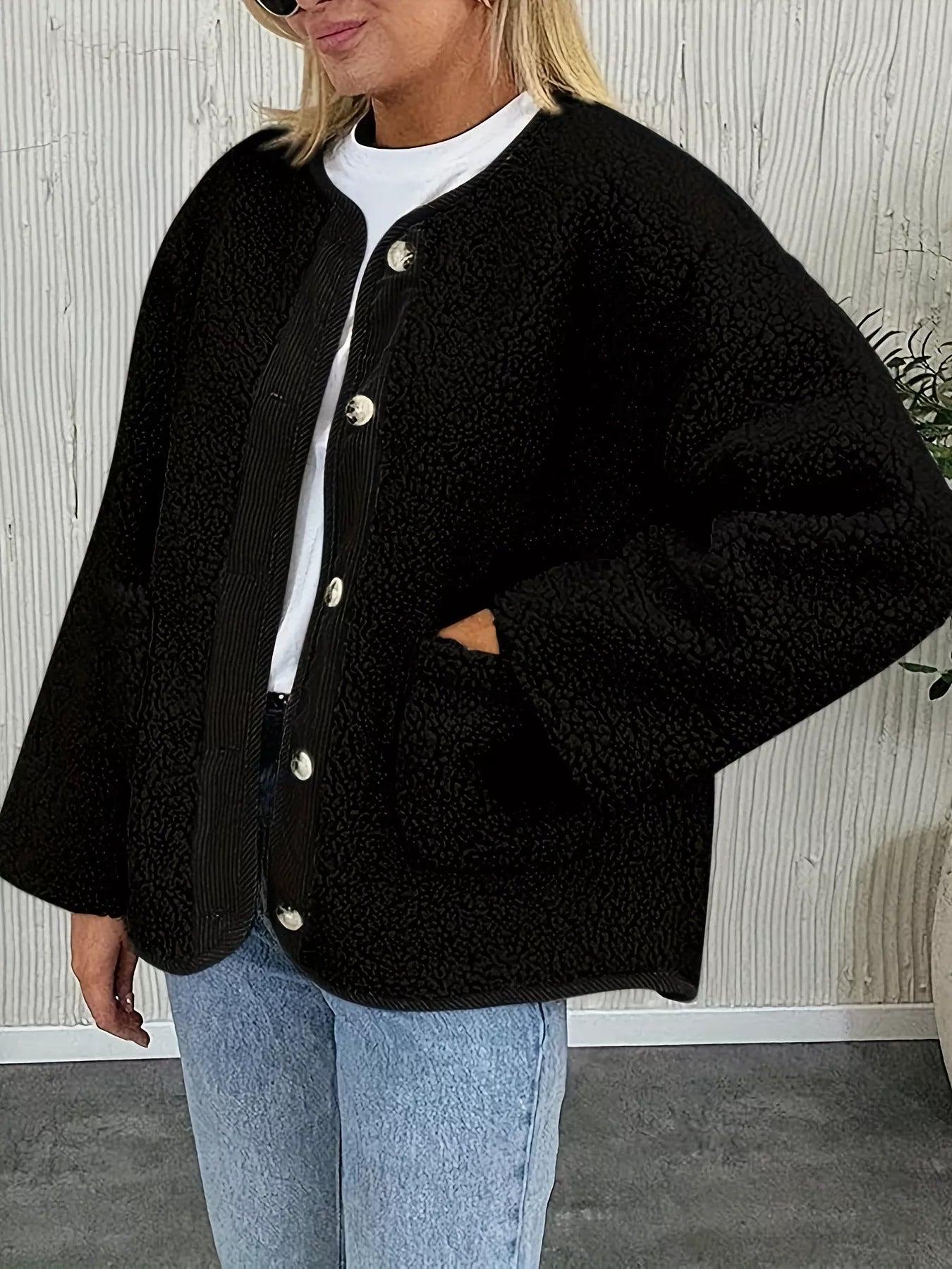 Fashorio Trench Coats Sherpa Button-Up Outerwear