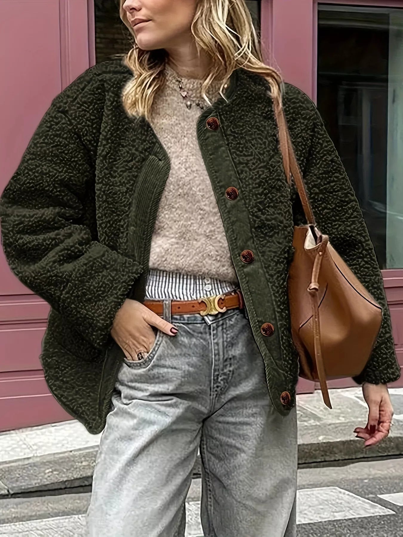 Fashorio Trench Coats Sherpa Button-Up Outerwear