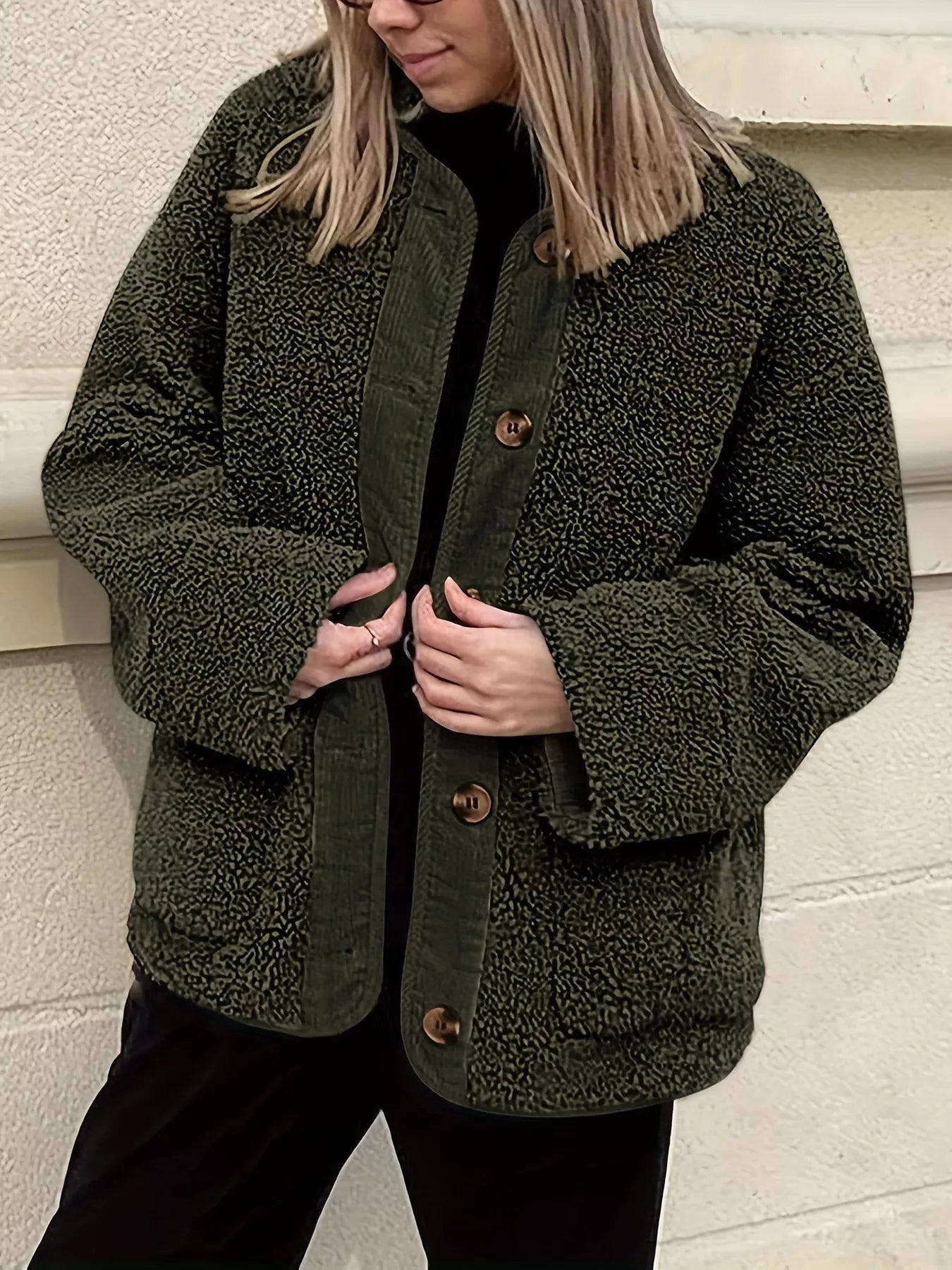 Fashorio Trench Coats Sherpa Button-Up Outerwear