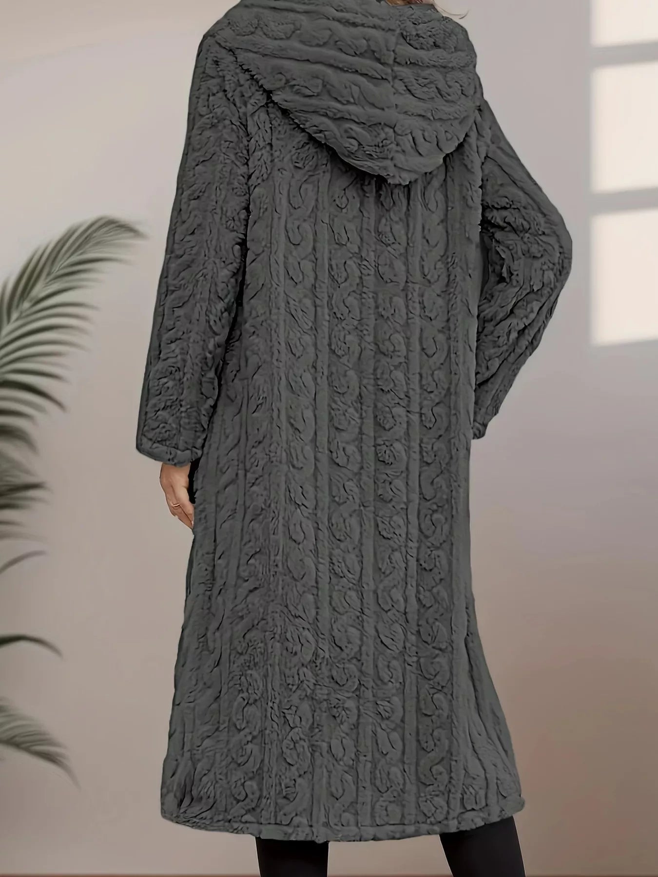 Fashorio Trench Coats Sherpa Longline Hooded Coat