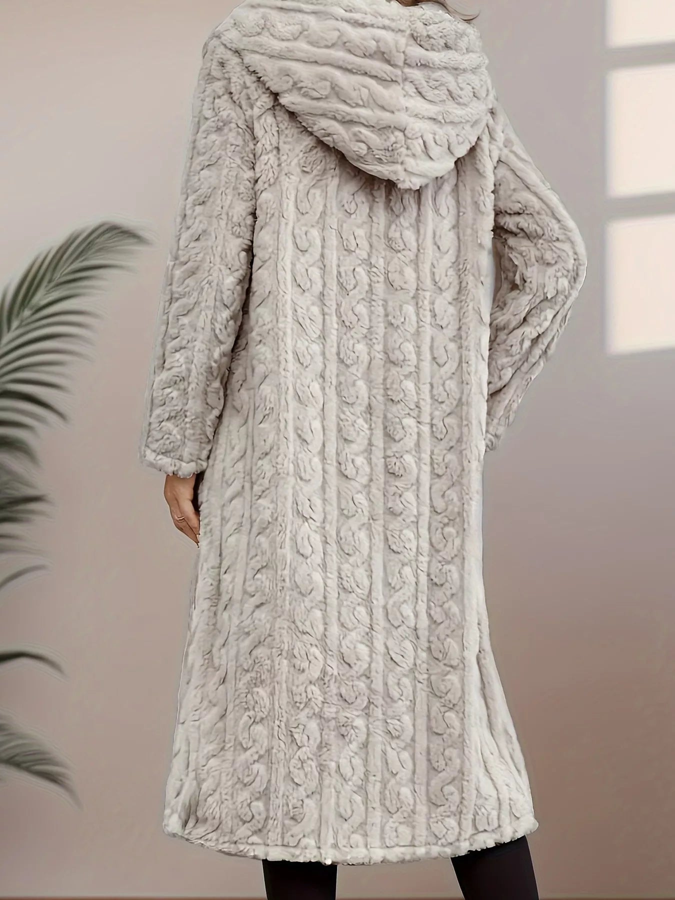 Fashorio Trench Coats Sherpa Longline Hooded Coat