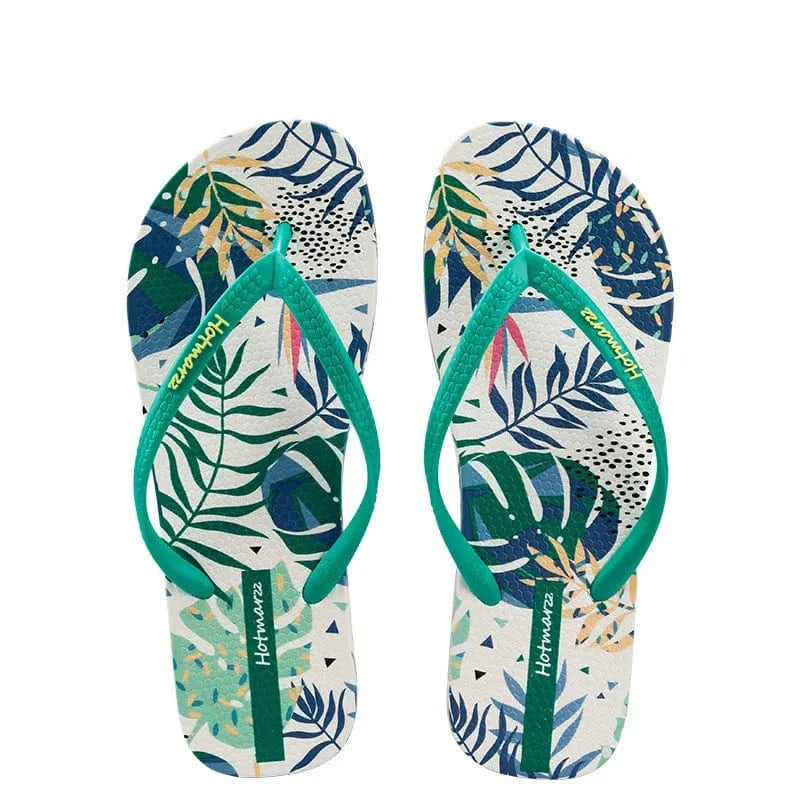 Fashorio Tropical Leaf Print Summer Slippers