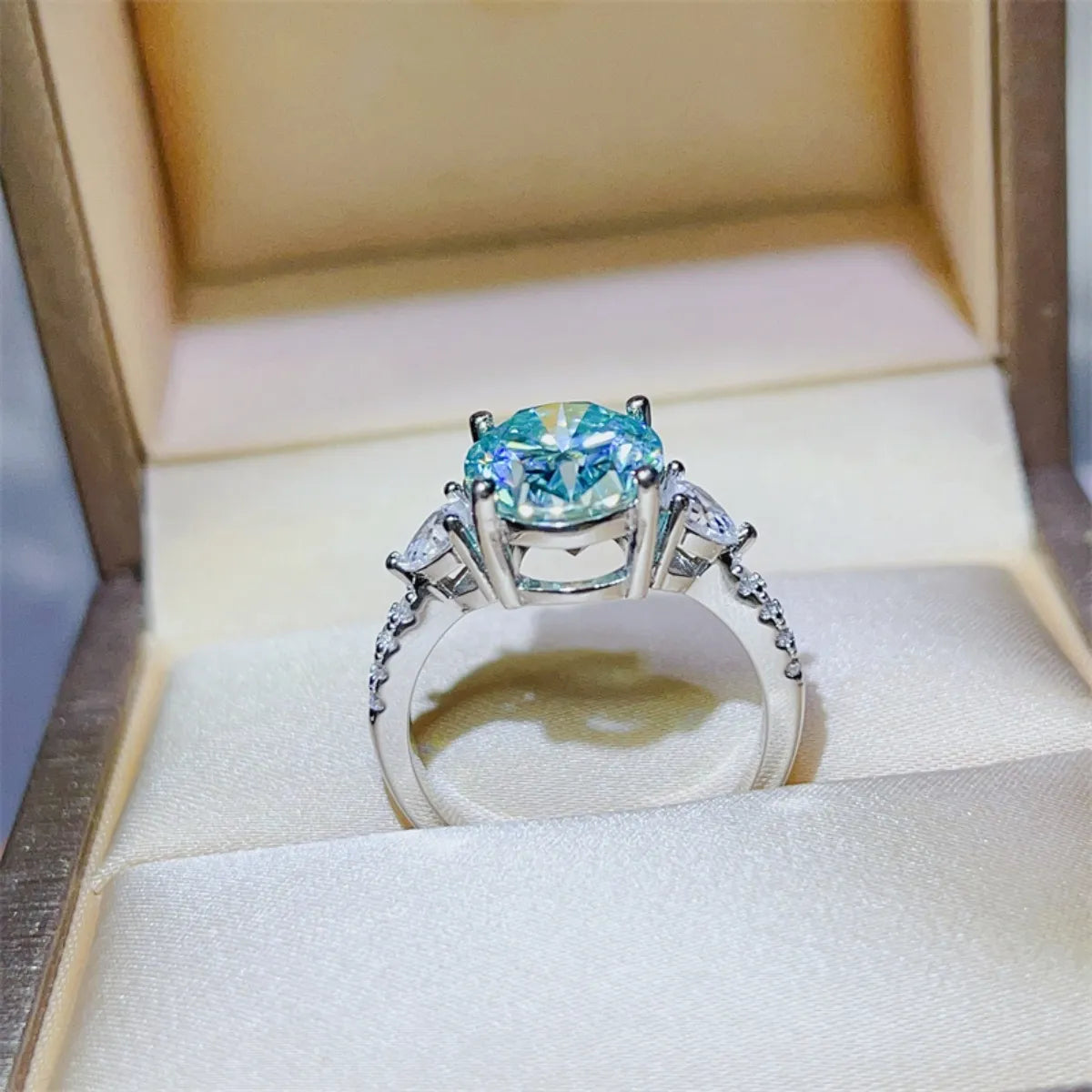 Fashorio Turquoise / 5 5 Carat Moissanite 925 Sterling Silver Ring