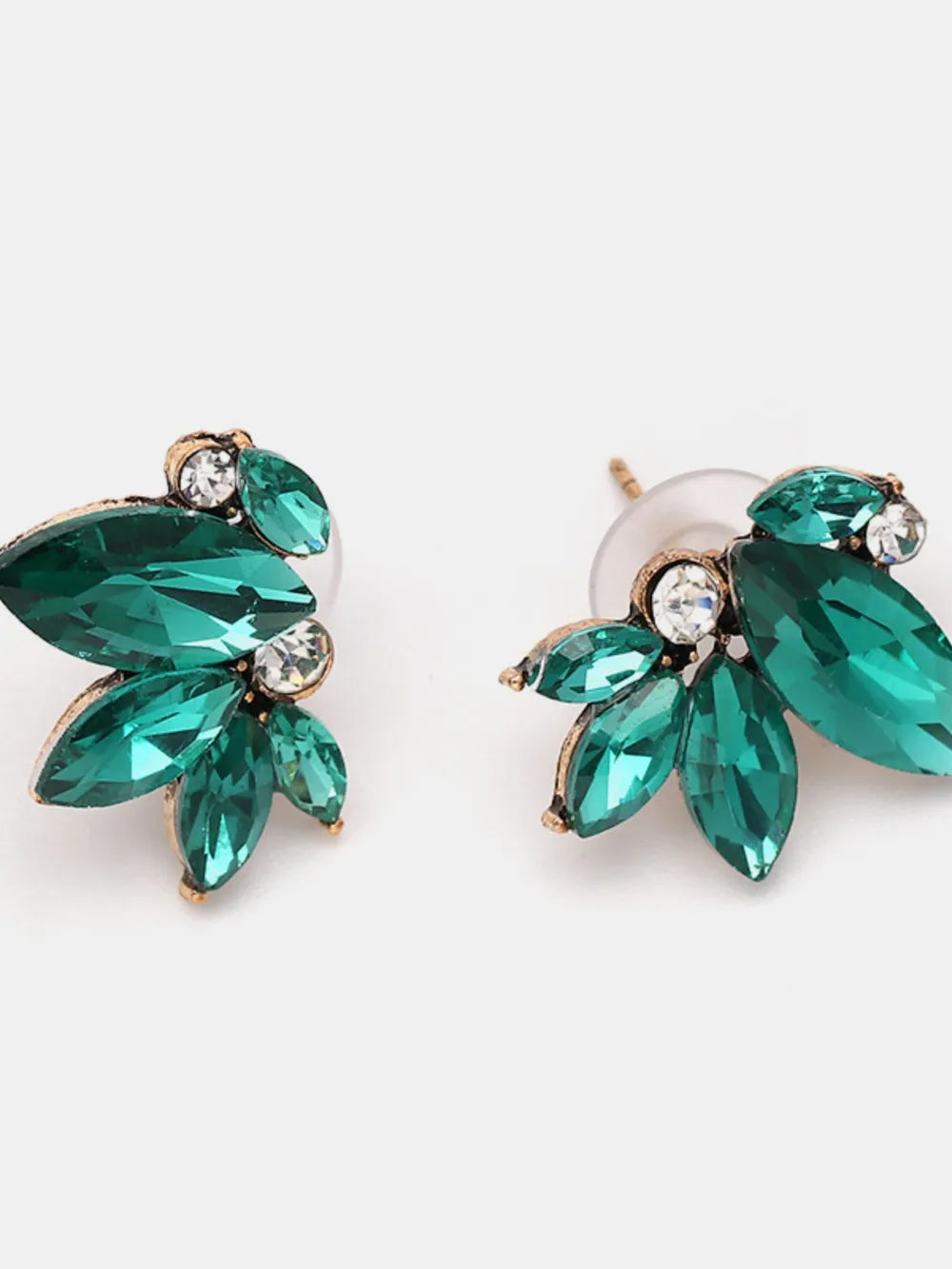 Fashorio Turquoise / One Size Alloy Rhinestone Flower Stud Earrings