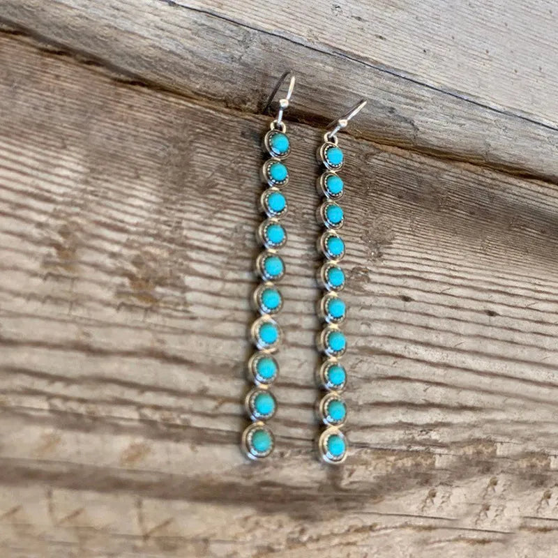 Fashorio Turquoise / One Size Artificial Turquoise Alloy Bar Earrings