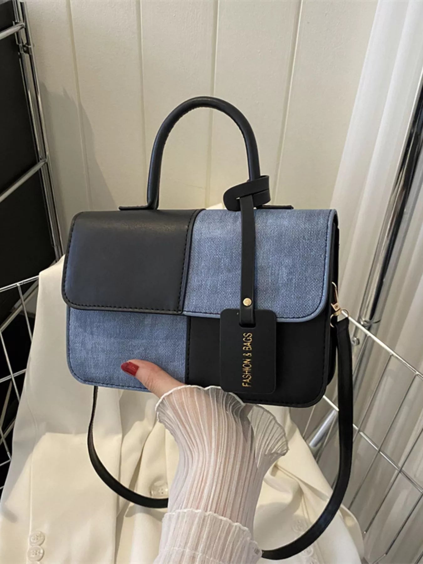 Fashorio Two-Tone PU Leather Crossbody Bag