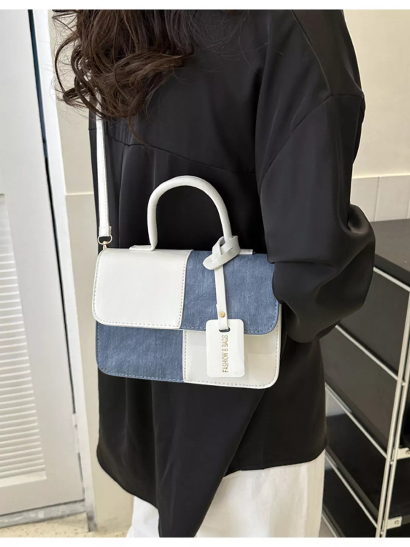 Fashorio Two-Tone PU Leather Crossbody Bag