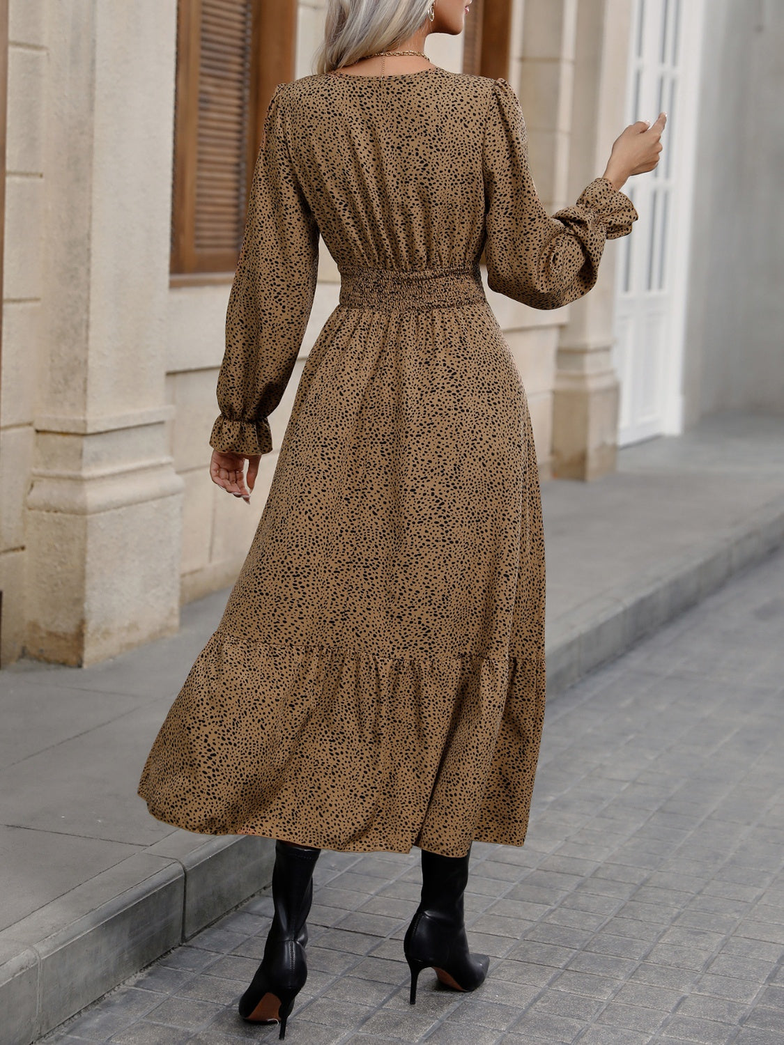 Fashorio V-Neck Flounce Sleeve Dress with Ruffle Hem – Elegant Everyday Look