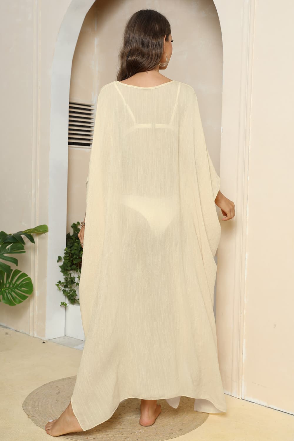 Fashorio V-Neck Three-Quarter Sleeve Cover-Up