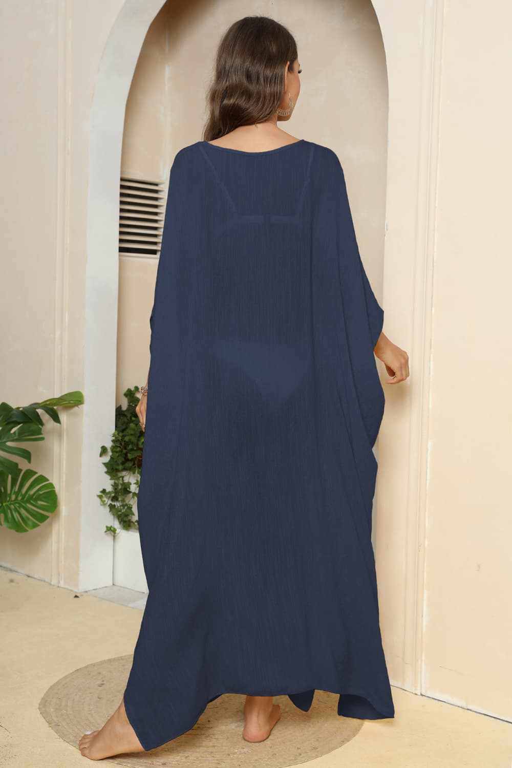 Fashorio V-Neck Three-Quarter Sleeve Cover-Up