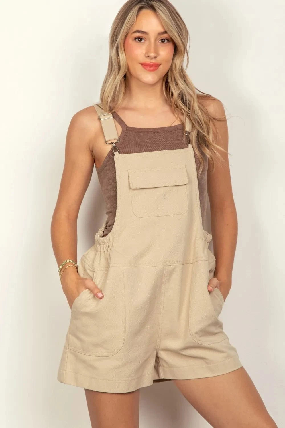 VERY J Adjustable Suspender Overalls with Pockets - Fashorio