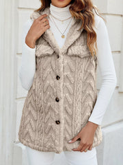 Fashorio Vests Apricot / S Button-Front Hooded Vest Coat