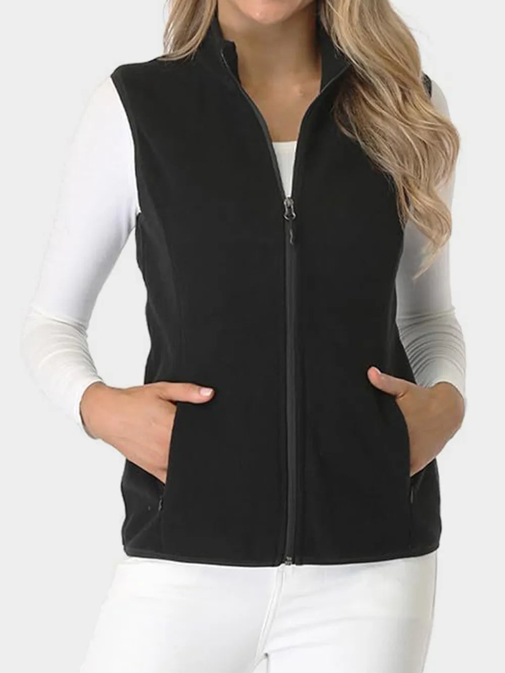 Fashorio Vests Black / S Zip Up Turtleneck Vest with Pockets