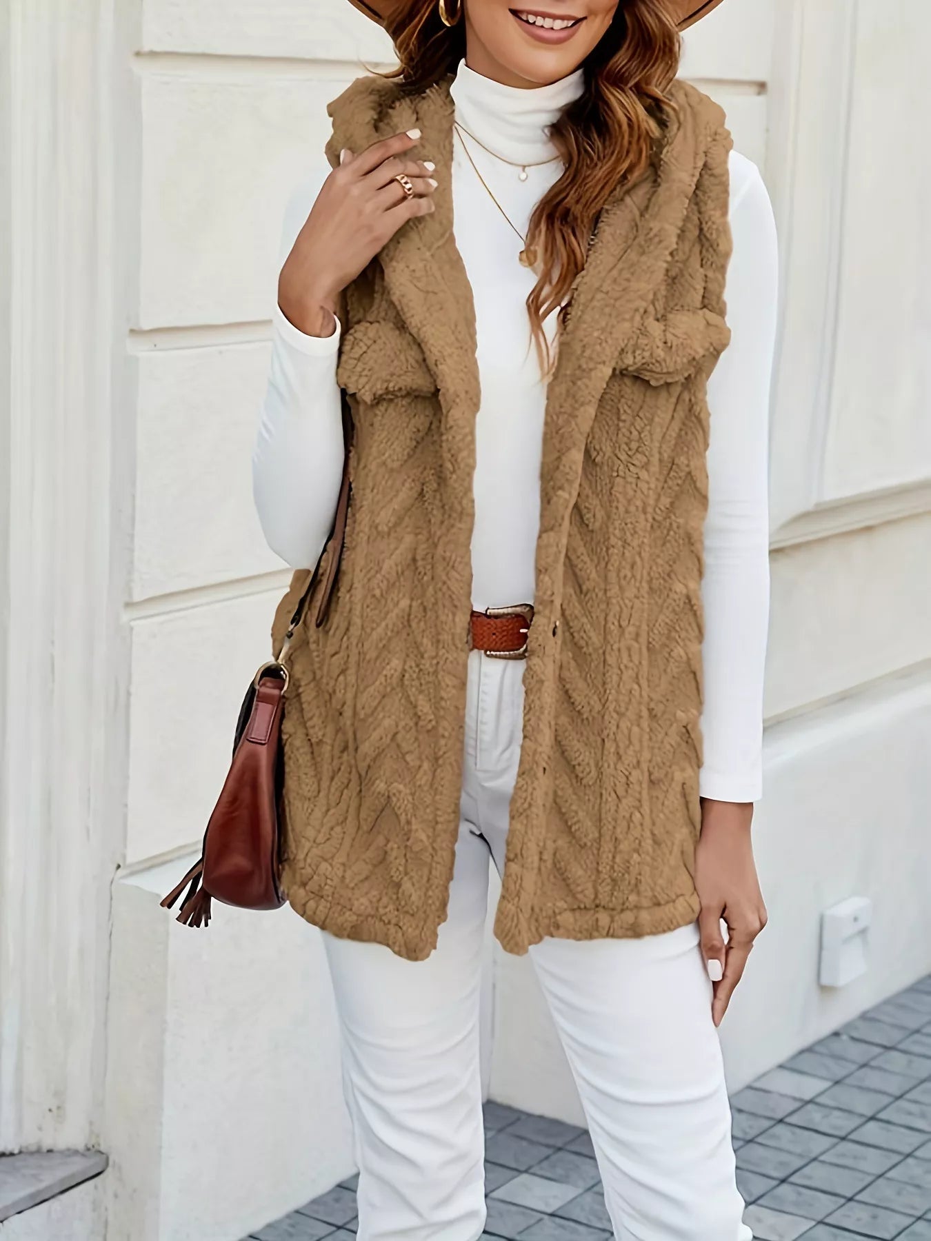 Fashorio Vests Button-Front Hooded Vest Coat