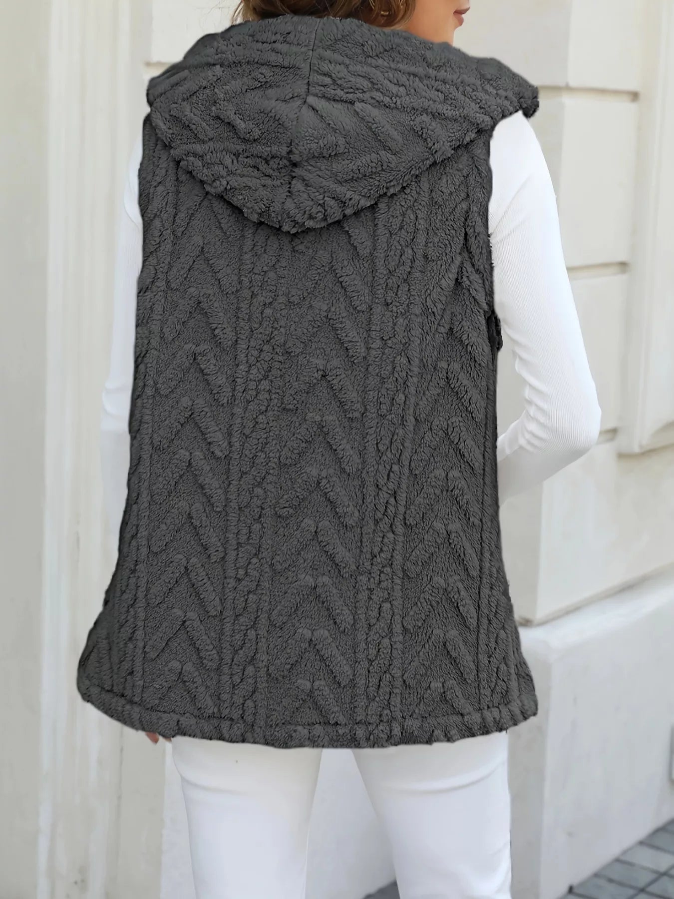 Fashorio Vests Button-Front Hooded Vest Coat