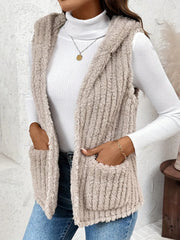 Fashorio Vests Dust Storm / S Fuzzy Hooded Vest with Pockets