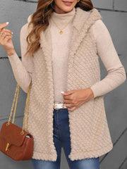 Fashorio Vests Dust Storm / S Texture Solid Color Hooded Vest Coat