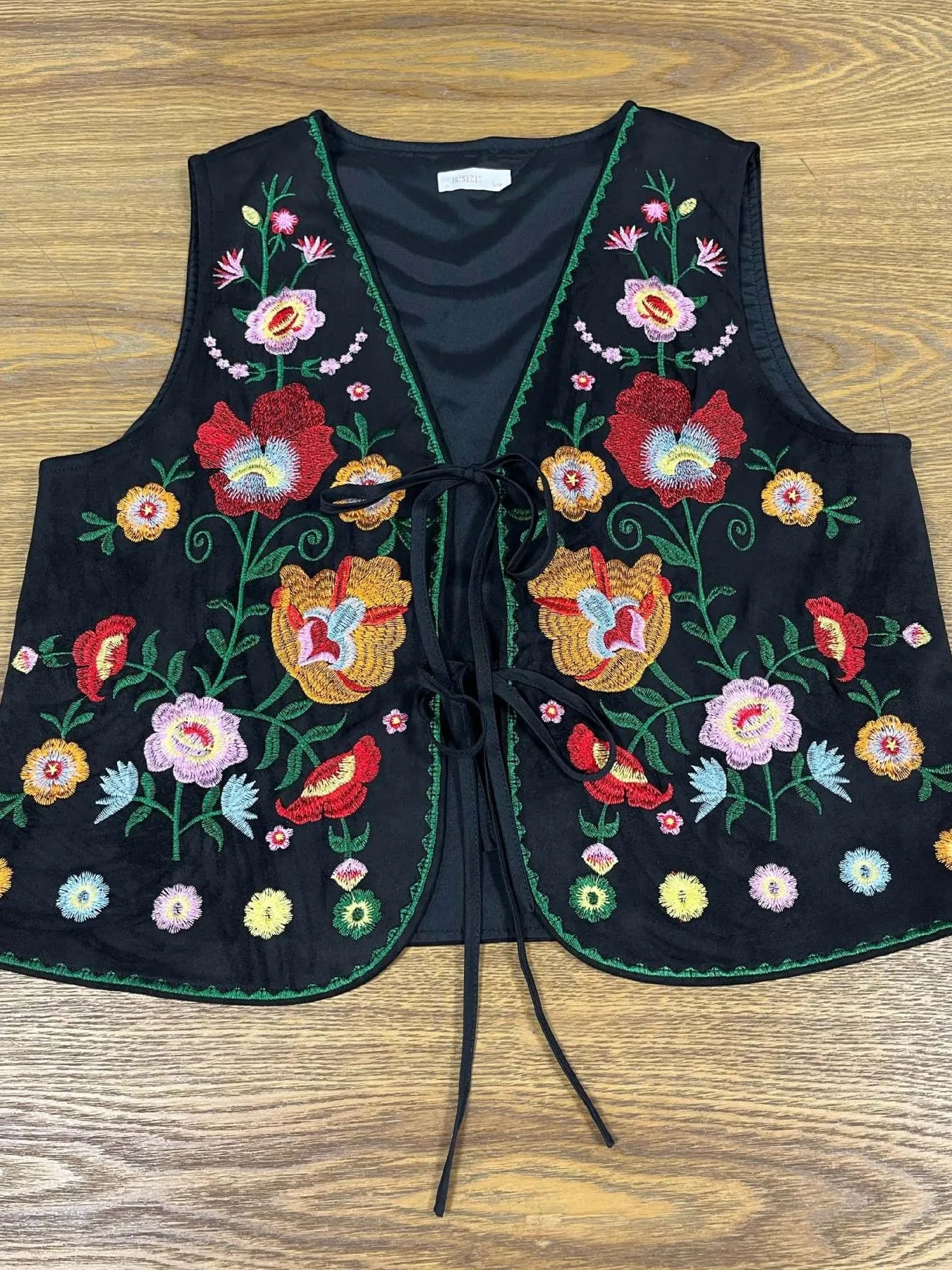 Fashorio Vests Floral Embroidered Lace-Up Vest