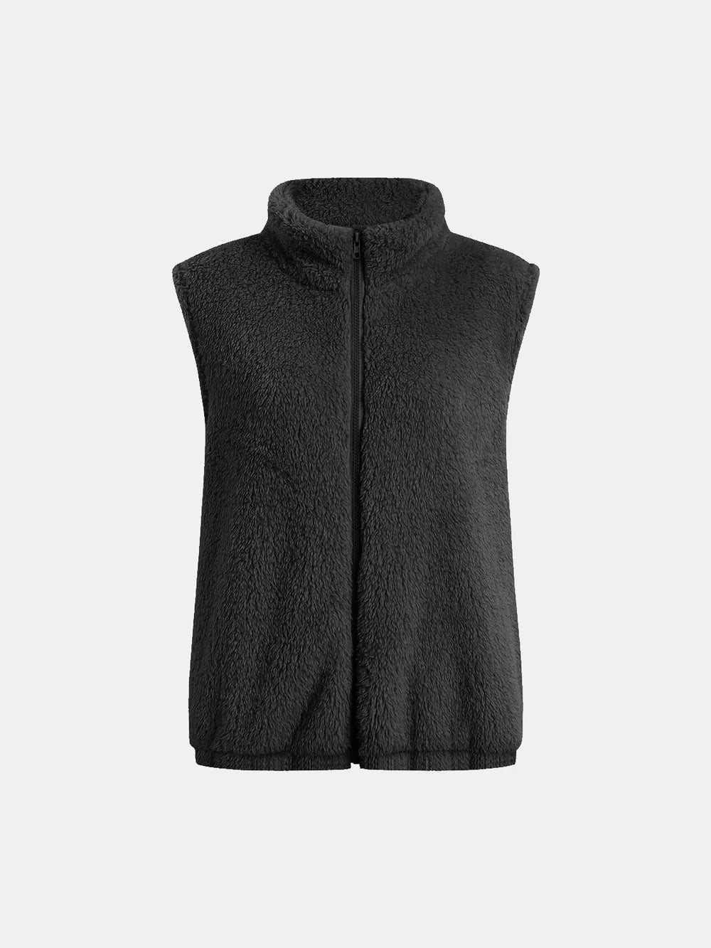 Fashorio Vests Full Size Fuzzy Zip Up Vest Coat with Pockets