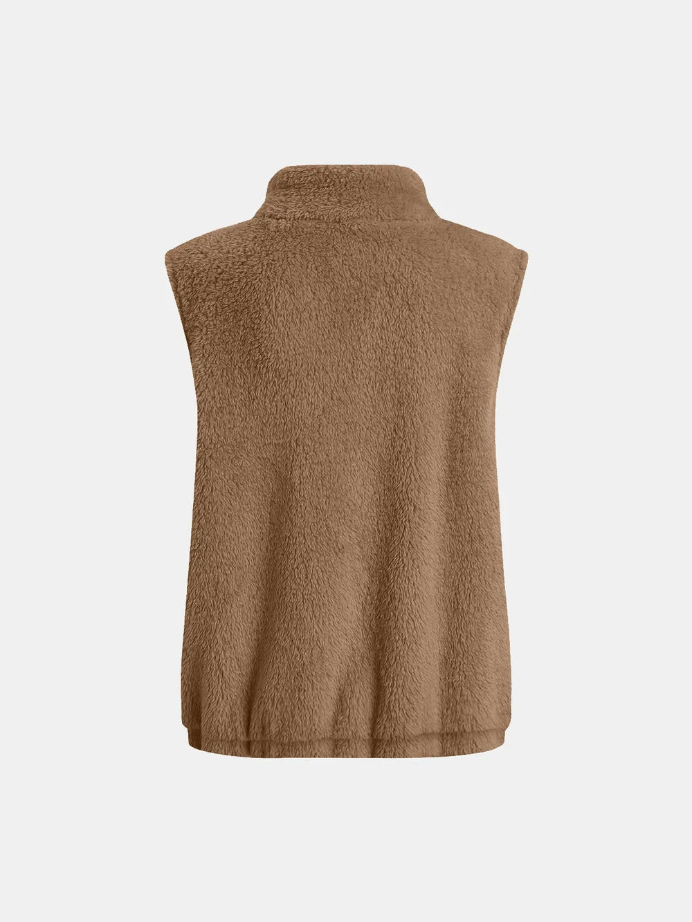 Fashorio Vests Full Size Fuzzy Zip Up Vest Coat with Pockets