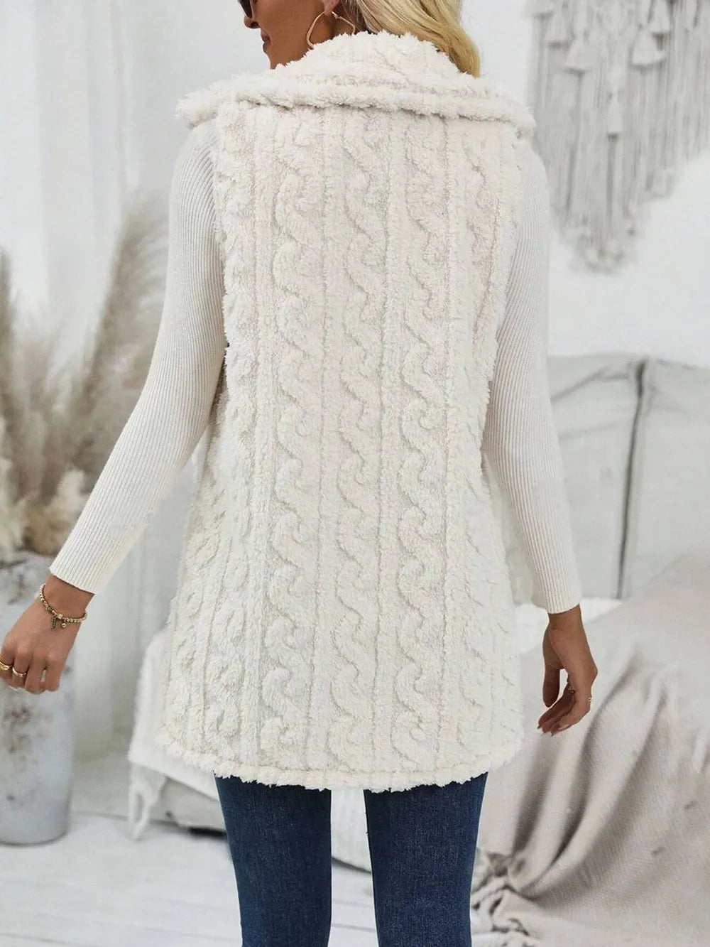 Fashorio Vests Fuzzy Button Up Vest Coat