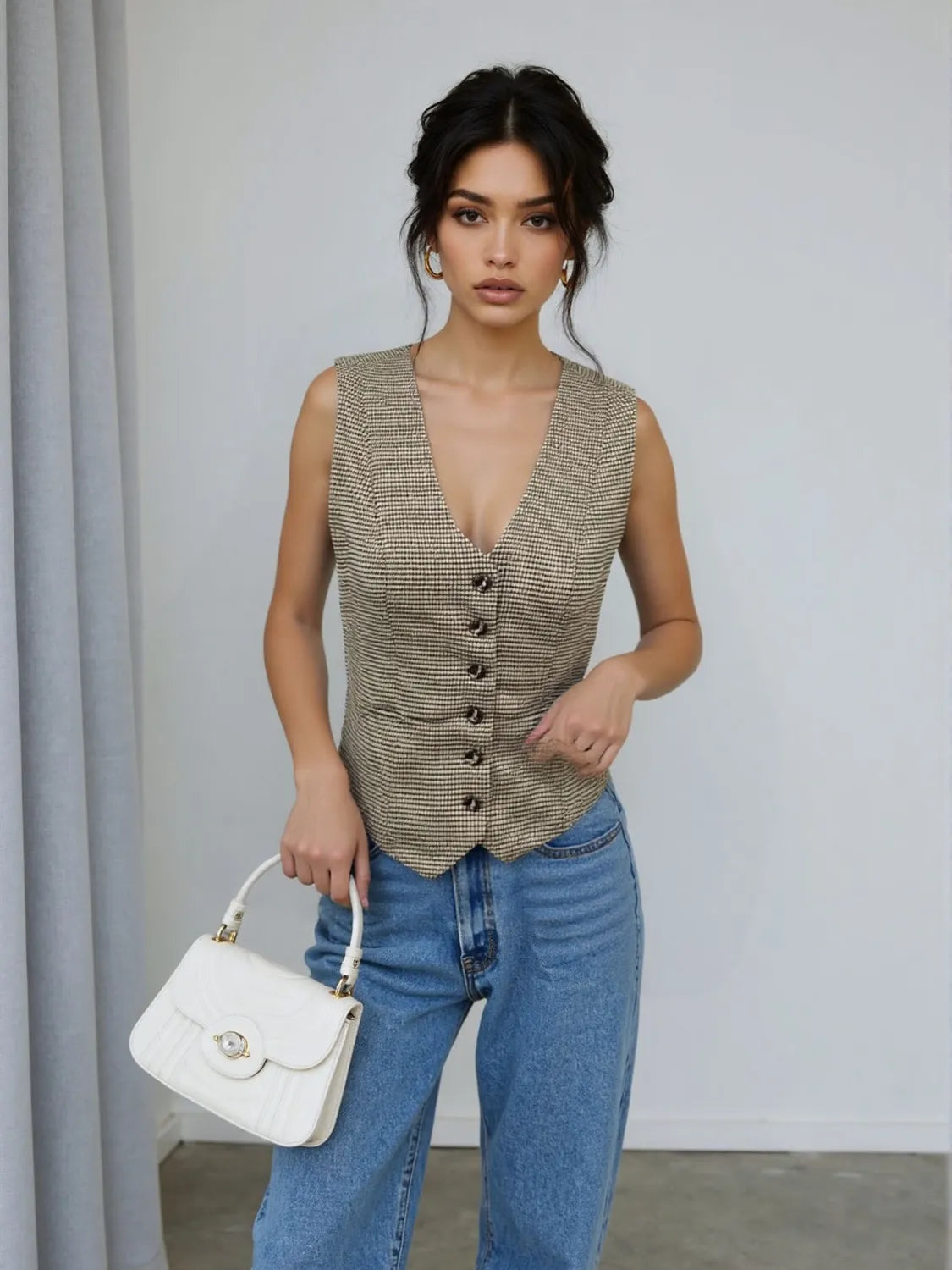 Fashorio Vests Plaid Button Down Vest