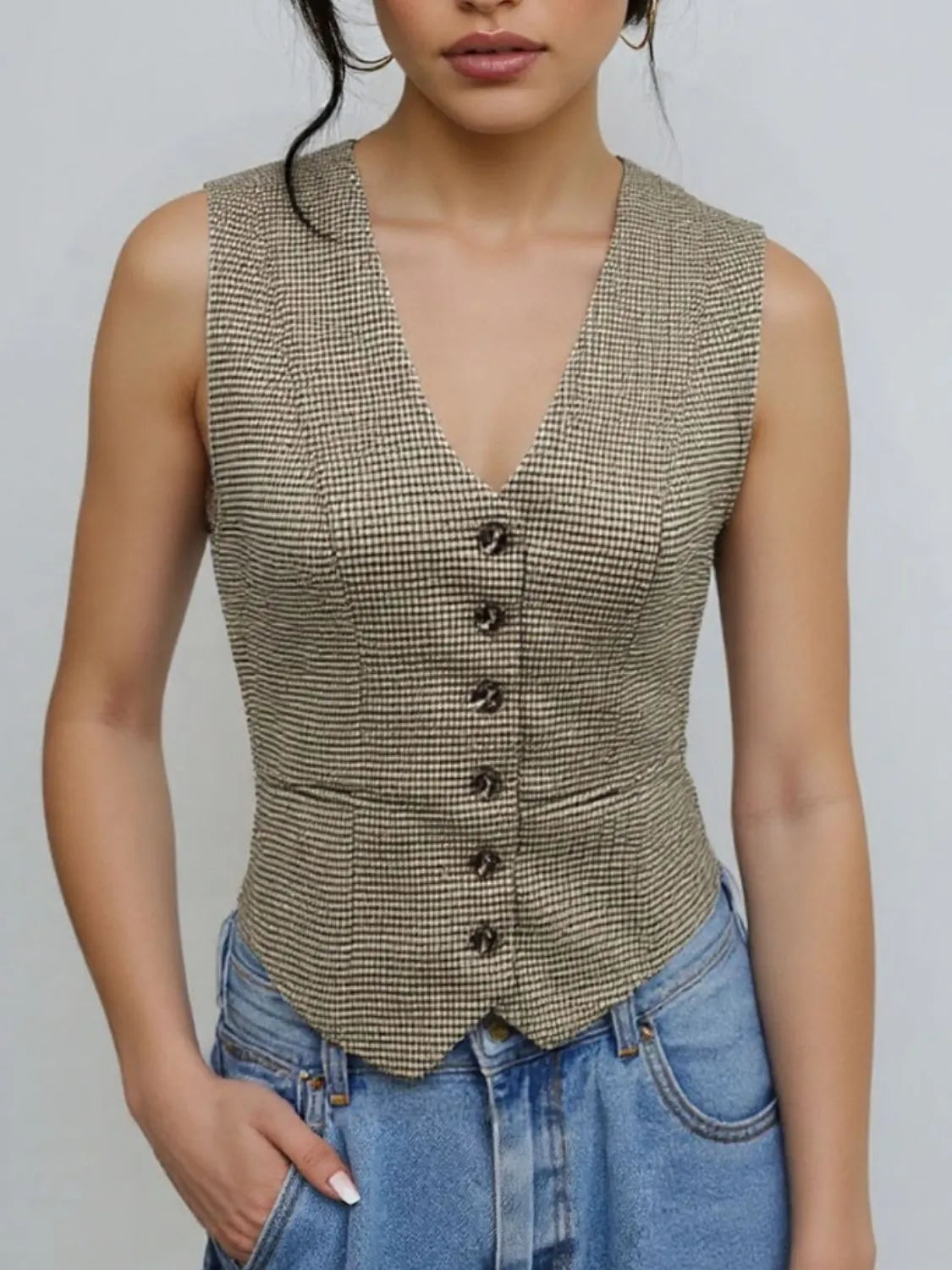 Fashorio Vests Plaid Button Down Vest