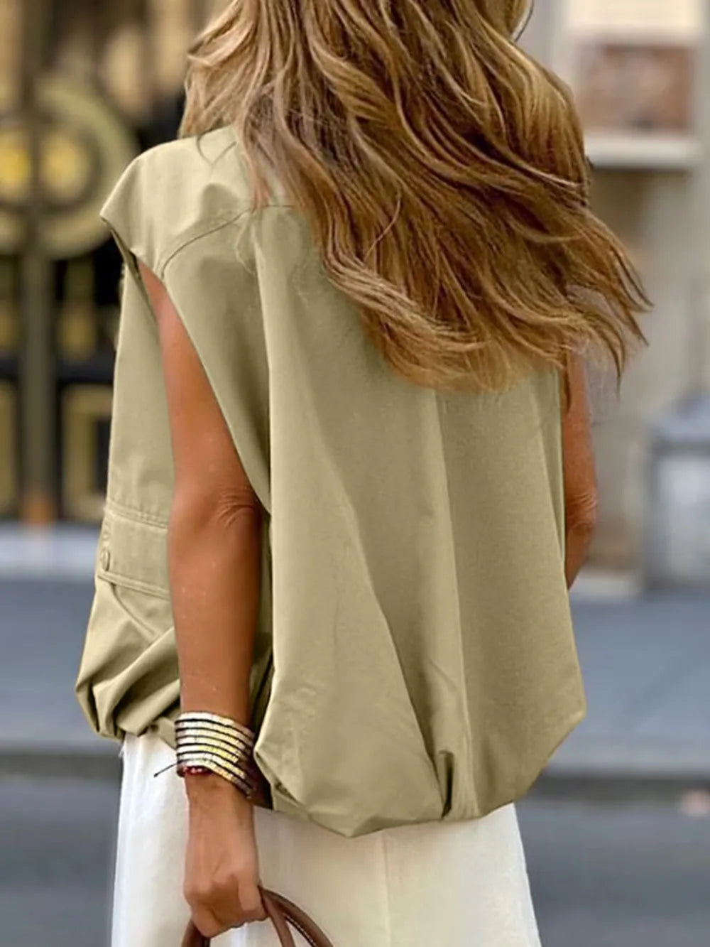 Fashorio Vests Ruched Hem Zip Up Vest