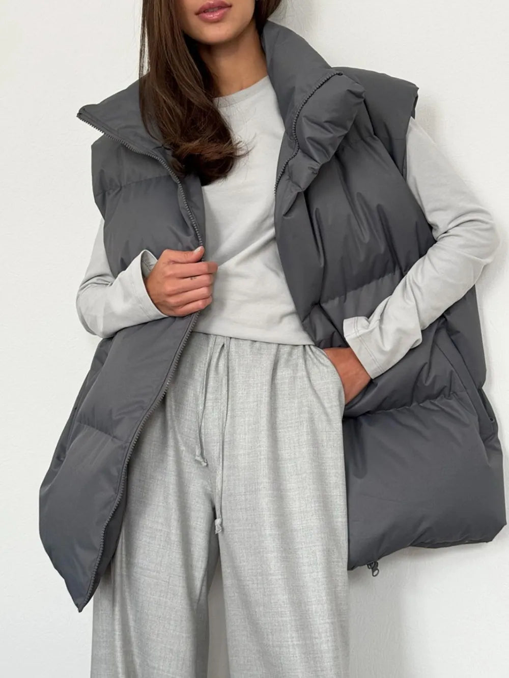 Fashorio Vests Zip Up Turtleneck Vest Coat