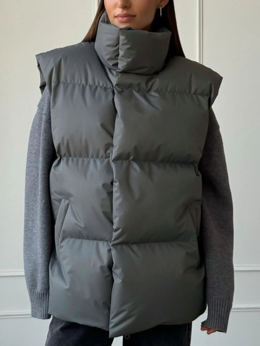 Fashorio Vests Zip Up Turtleneck Vest Coat