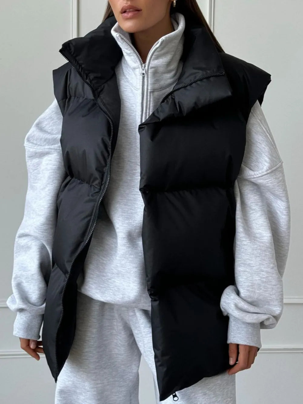 Fashorio Vests Zip Up Turtleneck Vest Coat