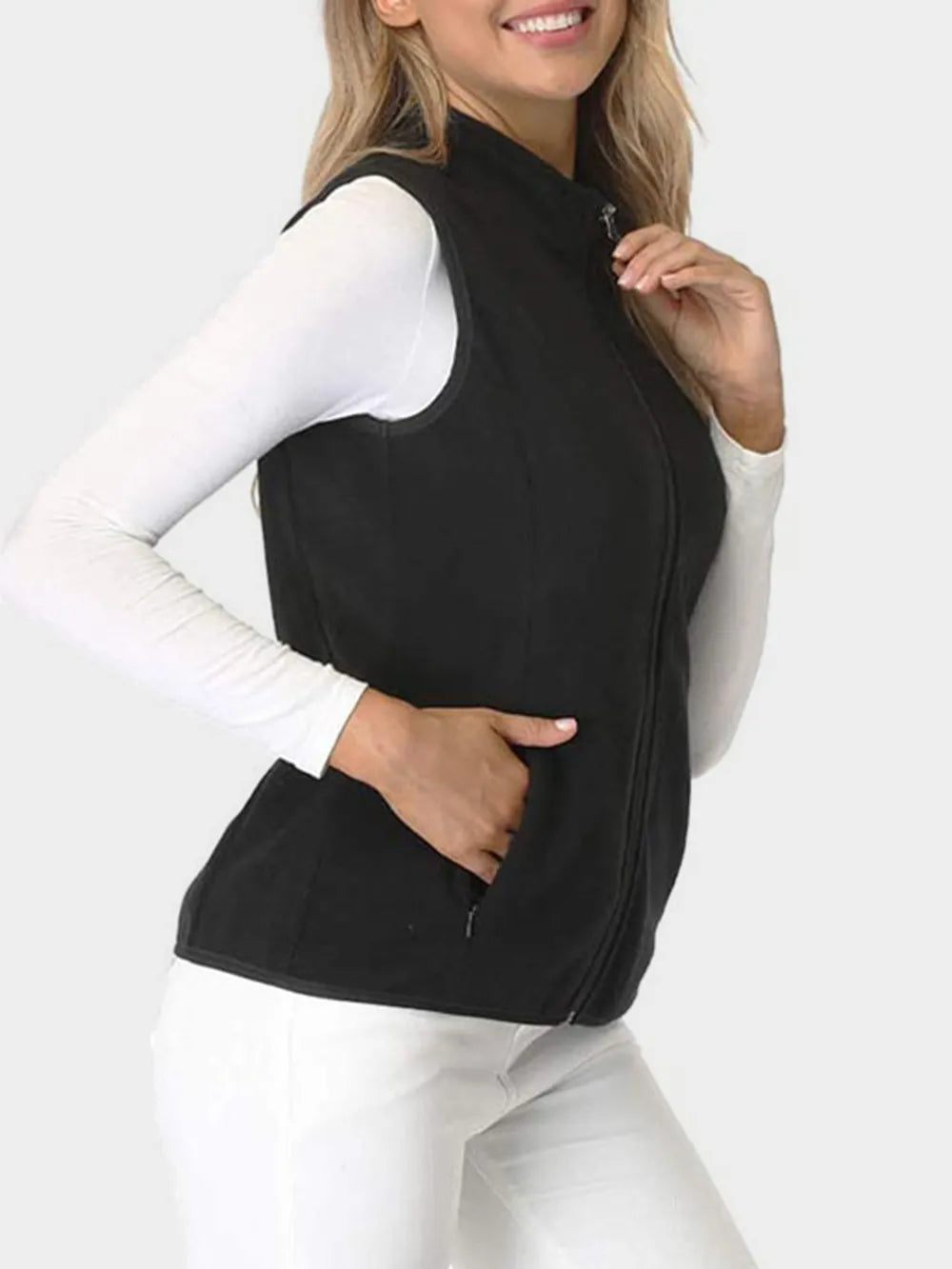 Fashorio Vests Zip Up Turtleneck Vest with Pockets