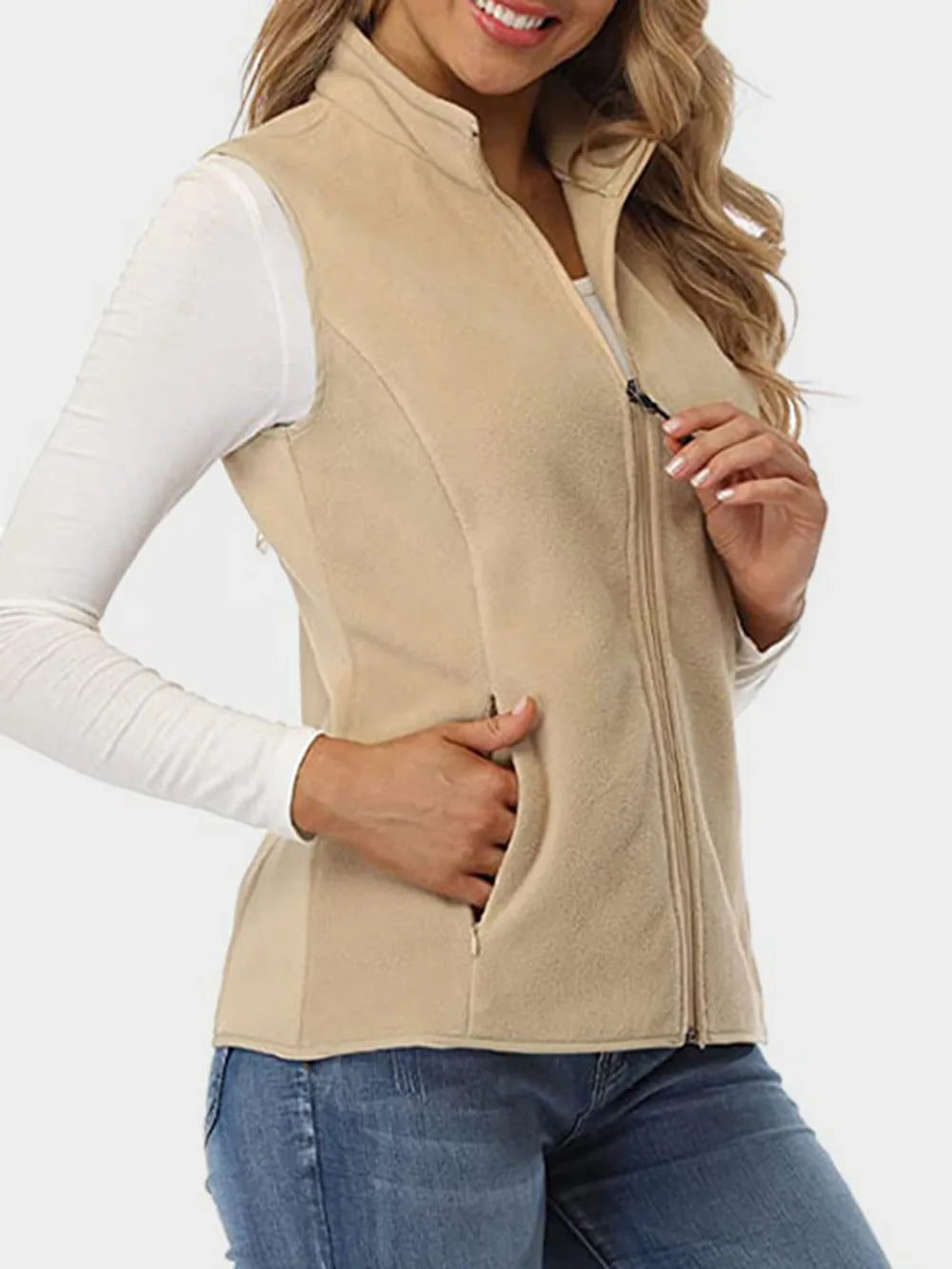 Fashorio Vests Zip Up Turtleneck Vest with Pockets