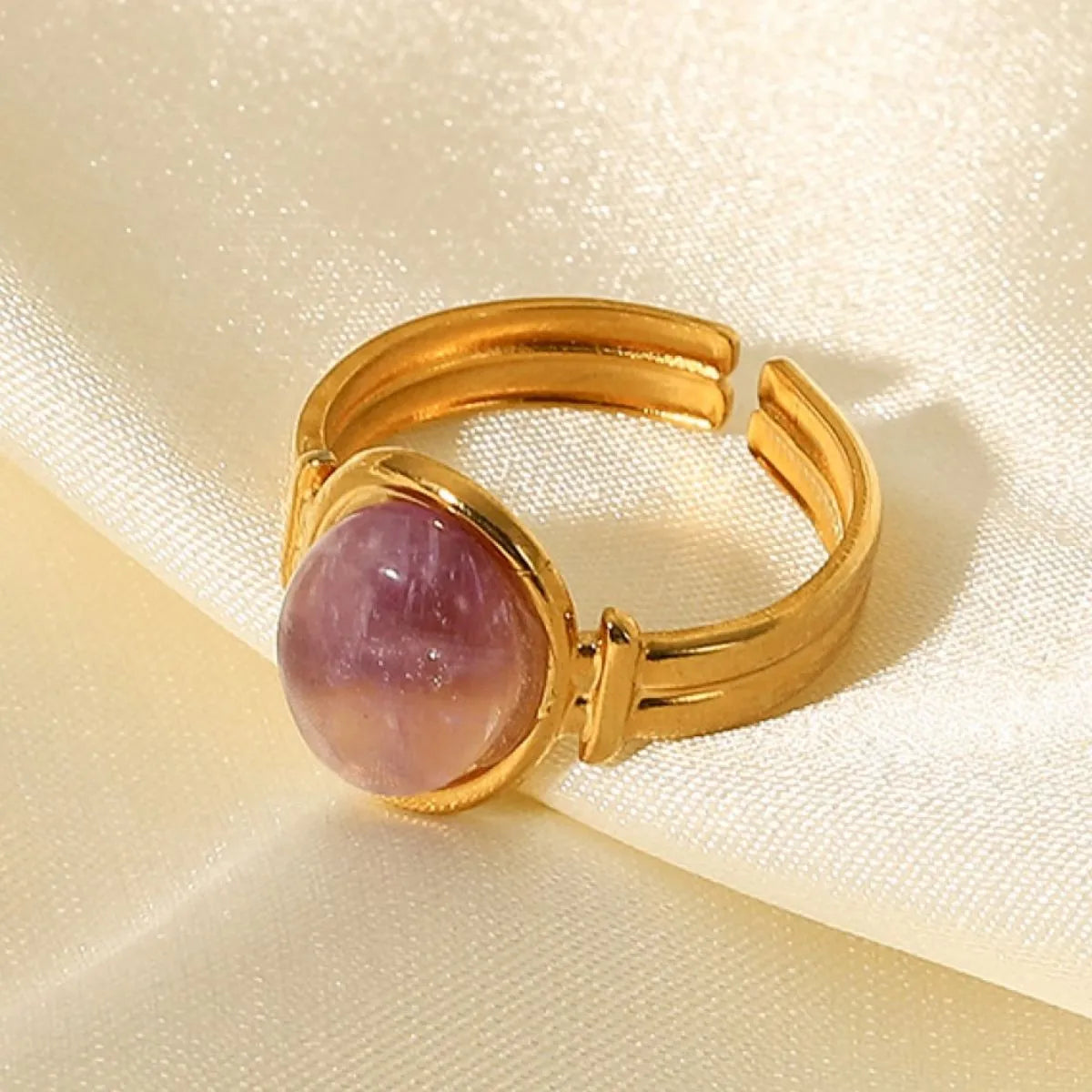 Fashorio Vintage Natural Stone Gold Plated Adjustable Ring