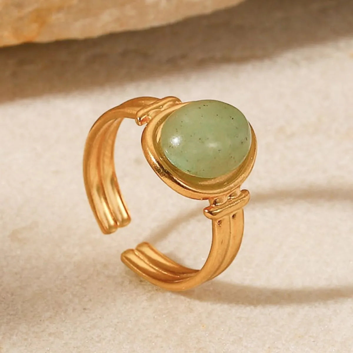 Fashorio Vintage Natural Stone Gold Plated Adjustable Ring